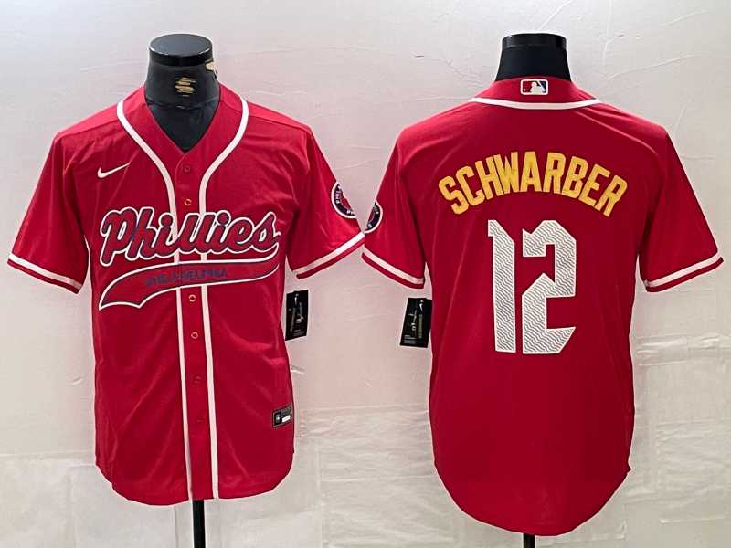 Men%27s Philadelphia Phillies #12 Kyle Schwarber Red 2024 City Connect Limited Stitched Jersey